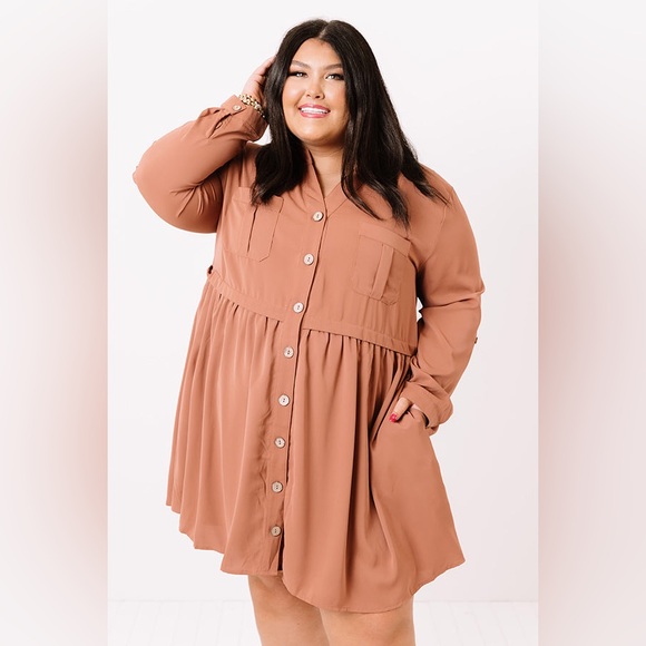 entro Dresses & Skirts - Entro Rust Long Sleeve Shift Dress Size XL